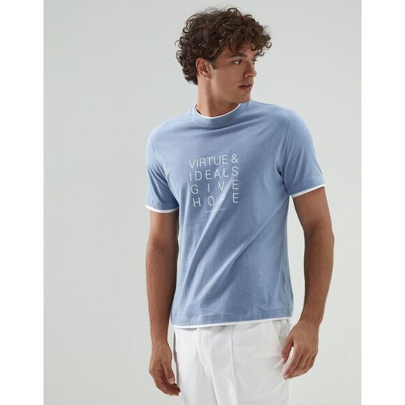 Brunello Cucinelli Bicolor Cotton Men's T-Shirt